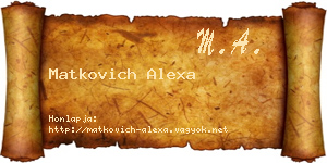 Matkovich Alexa névjegykártya